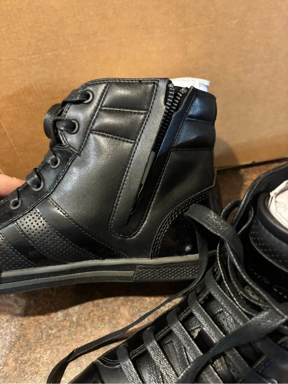 Kenneth Cole Men's Black Leather High-Top Sneakers